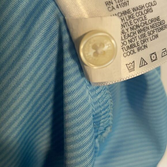 Greg Norman ML75 Play-dry polo shirt sleeve golf micro stripe blue shirt size XL - Picture 8 of 9